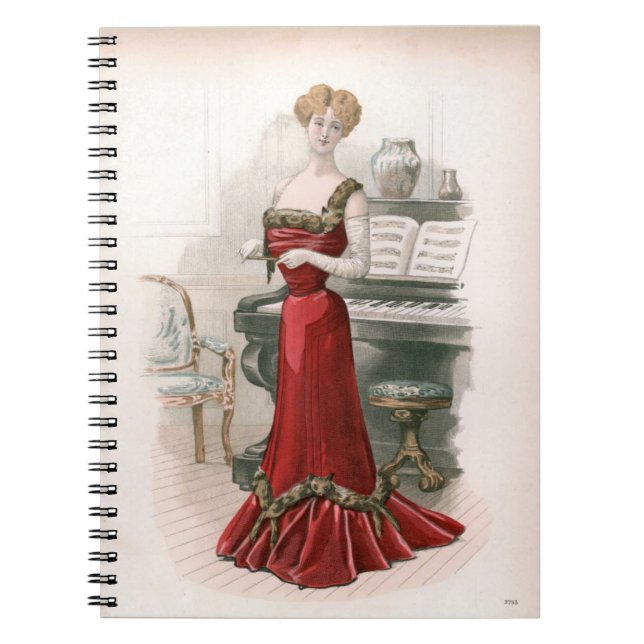 Pianist Vintage Edwardian Fashion Illustration   Notebook (Front)