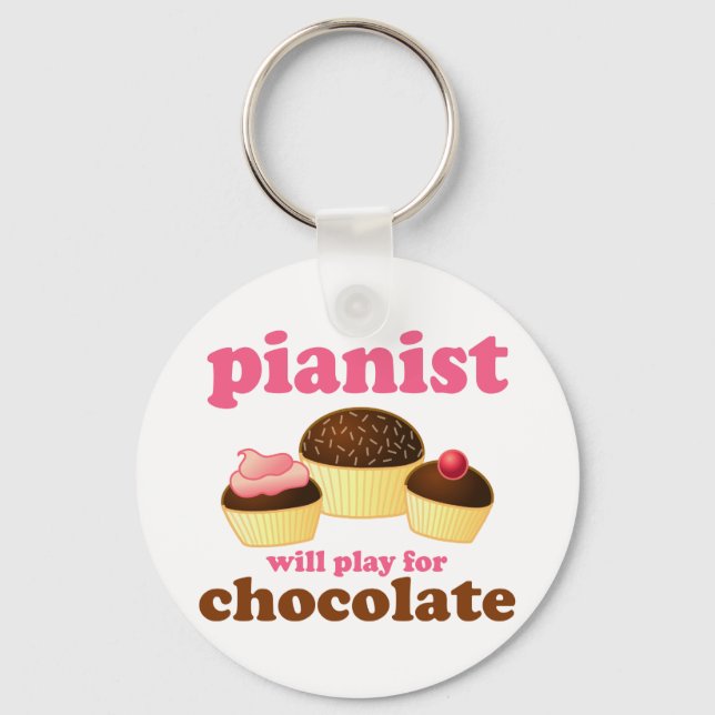 Pianist Will Play for Chocolate Keychain (Front)