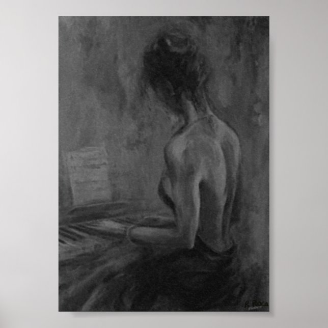 Pianista Mujer Original charcoilAtwork Impresiones Poster (Front)