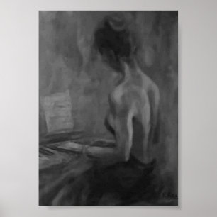 Pianista Mujer Original Oils Artwork Impresiones Poster