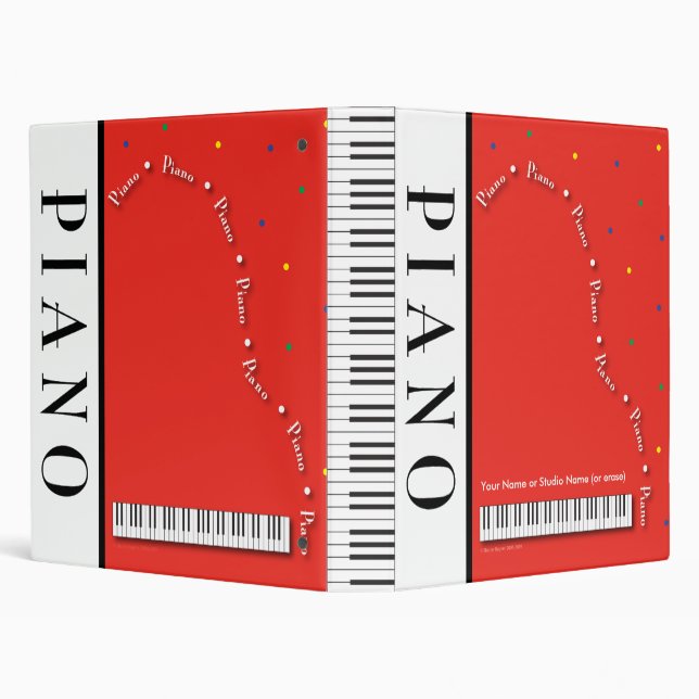 Piano à queue rouge personnalisable 1" classeur (Arrière-plan)