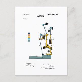 Piano Action - Patent Max Steinert - Coloured Postcard