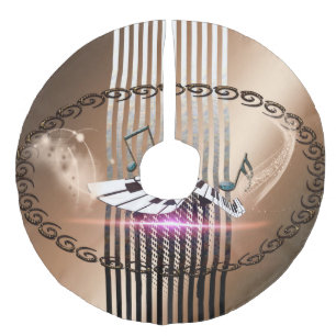 Piano and key notes faux linen tree skirt