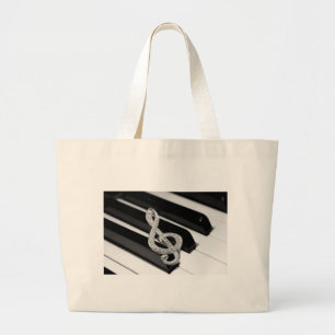 Piano and music Gclef Large Tote Bag