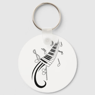 Piano and Music Notes Keychain