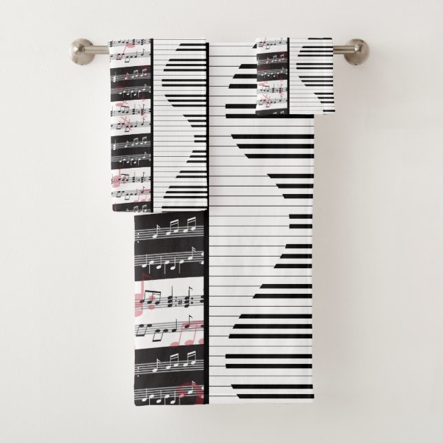 Piano and music score 2 bath towel set (Insitu)