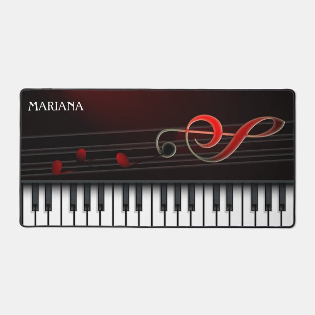 Piano And Red Clef Desk Mat (Front)