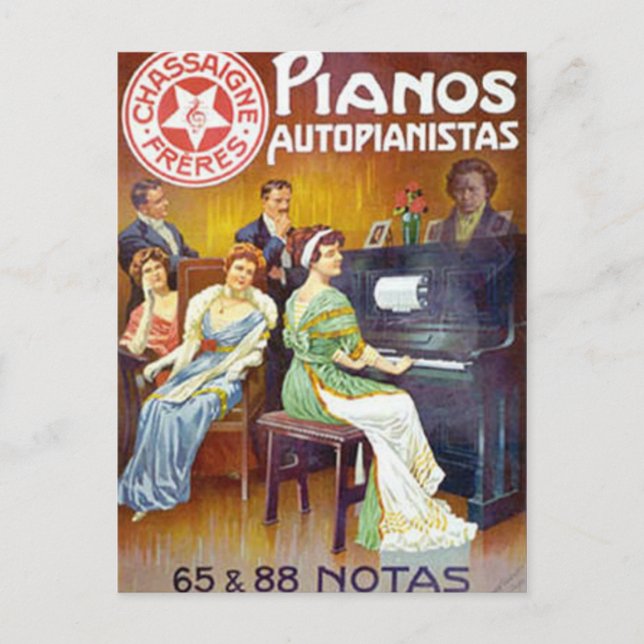 Piano Autopainistas Vintage Piano Ad Postcard (Front)