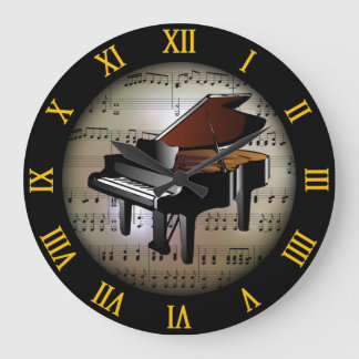 Piano ~ Background “The Musical Planet” *~ Large Clock