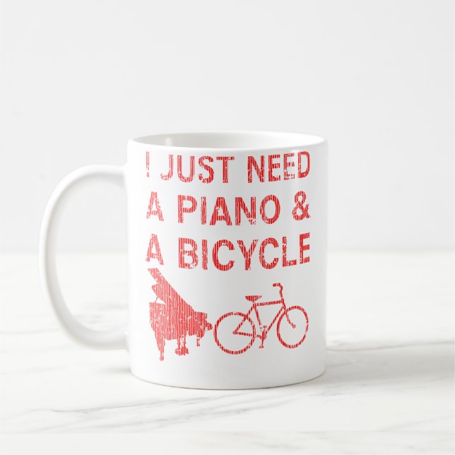 Piano Bicycle 	 Bike Pianist Cyclist Instrument Gi Coffee Mug (Left)