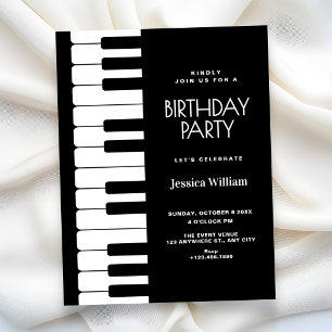 Piano birthday invitation