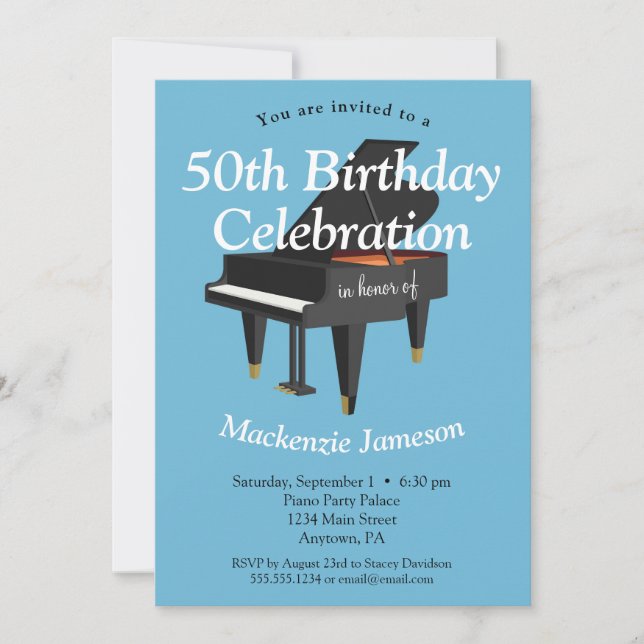 Piano Birthday Invitation Music Musician (Front)