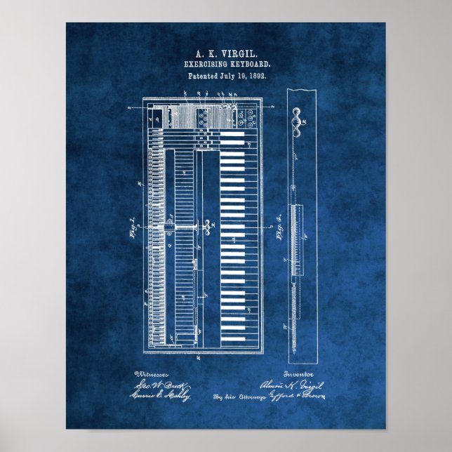 Piano Blueprint #6 Piano student gift Poster (Front)