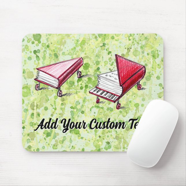 Piano Books On Wheels Artistic Transformation Lime Mouse Pad (With Mouse)