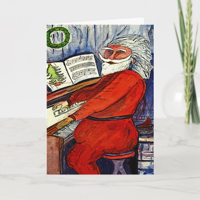 Piano cartes de salutation et de note de Père Noël (Devant)