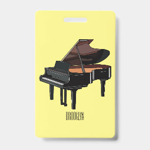 Piano cartoon illustration badge
