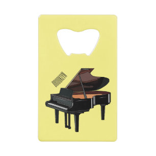 Piano cartoon illustration credit card bottle opener