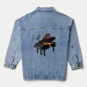 Piano cartoon illustration denim jacket