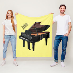 Piano cartoon illustration fleece blanket