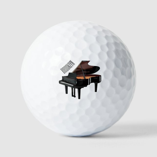 Piano cartoon illustration golf balls (Front)