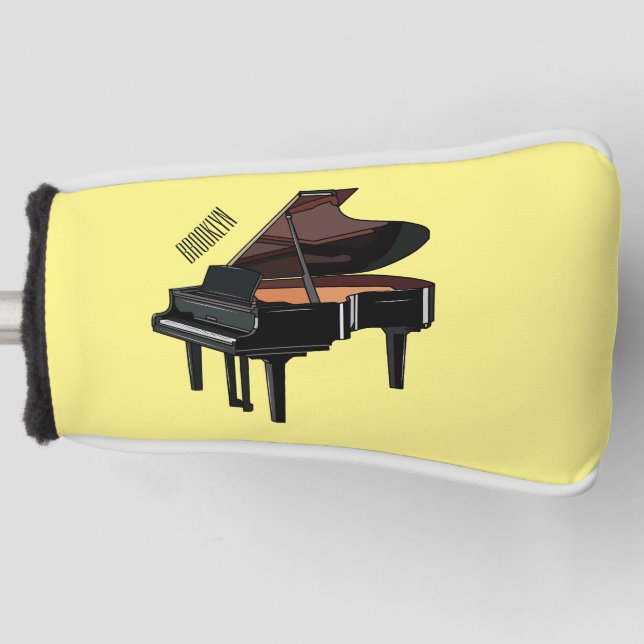 Piano cartoon illustration golf head cover (Front)