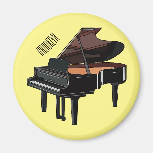 Piano cartoon illustration magnet (Front)