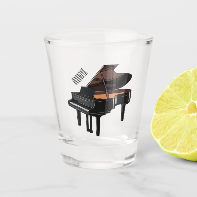Piano cartoon illustration shot glass (Front)
