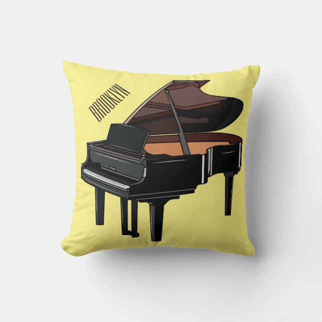 Piano cartoon illustration throw pillow (Front)