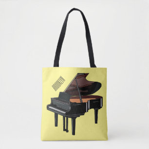 Piano cartoon illustration tote bag
