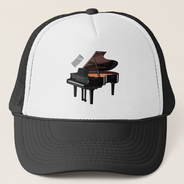 Piano cartoon illustration trucker hat (Front)