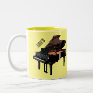 Piano cartoon illustration Two-Tone coffee mug