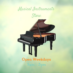 Piano cartoon illustration window cling