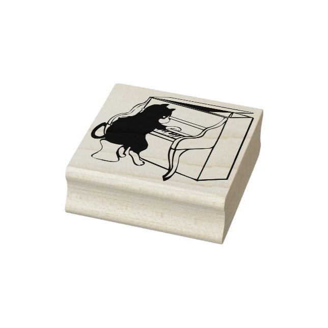 piano cat art stamp  (Stamp)