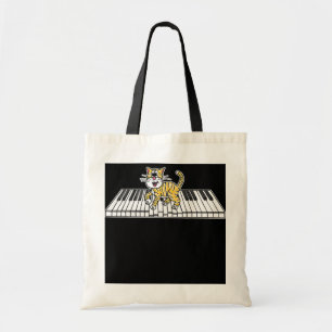 Piano Cat Kitten Pianist Keyboard Player Tote Bag