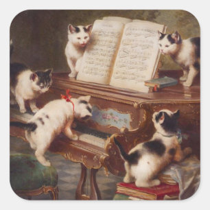 PIANO CATS - Drôle Stickers Chat Vintage