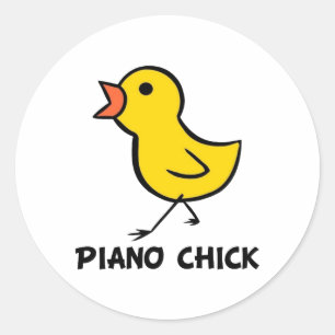 Piano Chick Classic Round Sticker