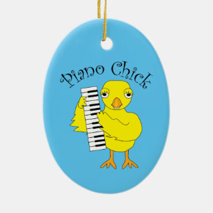Piano Chick Text Ceramic Ornament