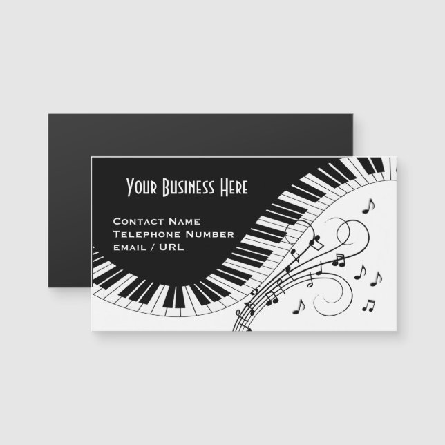 Piano Clavier Musique Design Carte de visite magné (Devant / Derrière)