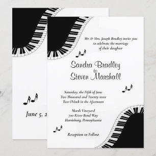 Piano Clavier Musique Mariage Thème Invitation
