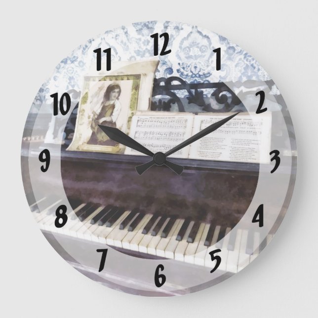 Piano Closeup Large Clock (Front)
