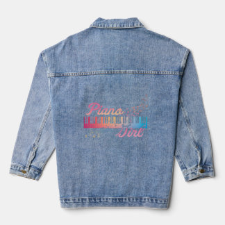 Piano Colourful Keyboard Musical Notes  Denim Jacket