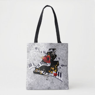 Piano, Colourful Piano, Love, Keyboard Design Tote Bag