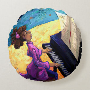 Piano Concert Round Pillow