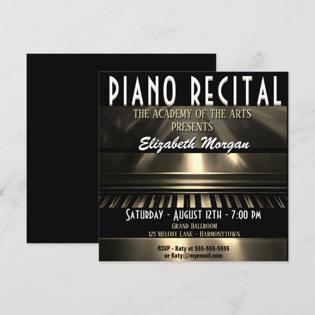 Piano Considérant Moderne Coloré Fun Invitation (Devant / Derrière)