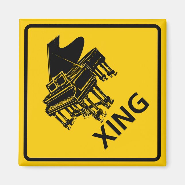 Piano Crossing Highway Sign Magnet (Front)