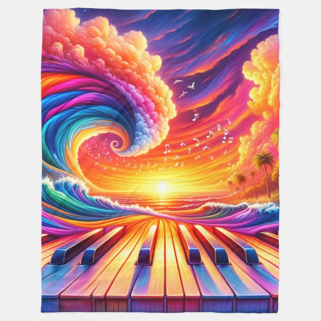 Piano Design Fleece Blanket (Front)