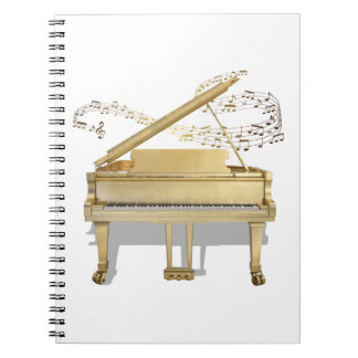 Piano Doré Jouer Musique Carnet Spiral