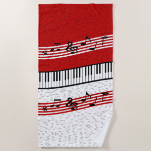 Piano et musique partition rouge serviette de plag
