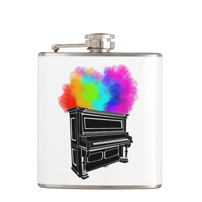 Piano Explosion Of Colour Hip Flask (Front)