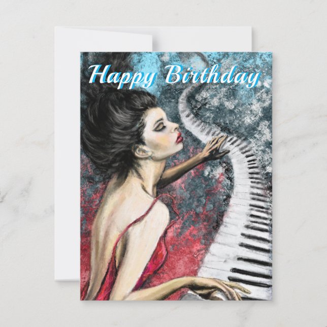 Piano Fantasy Birthday Card (Front)